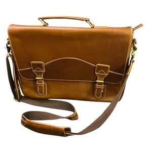 VIOSI Messenger Bag Brown Leather Laptop Briefcase Satchel Bag